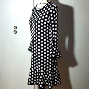 Michael Kors| Womens Black & White Polka Dot MiNI Dress Ruffle Hem Flirty Sz.M